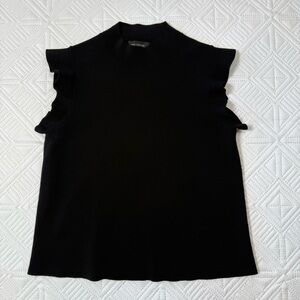 Ann Taylor Black Ruffle Sleeve Blouse Size M